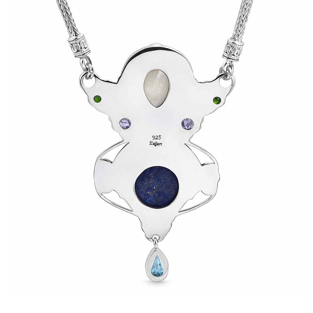 Lapis Lazuli and Multi Gemstone 18.00 ctw Necklace in Sterling Silver 20 Inches image number 5