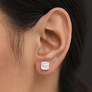 Doorbuster Asscher Cut Moissanite 3.50 ctw Solitaire Stud Earrings in 14K Yellow Gold