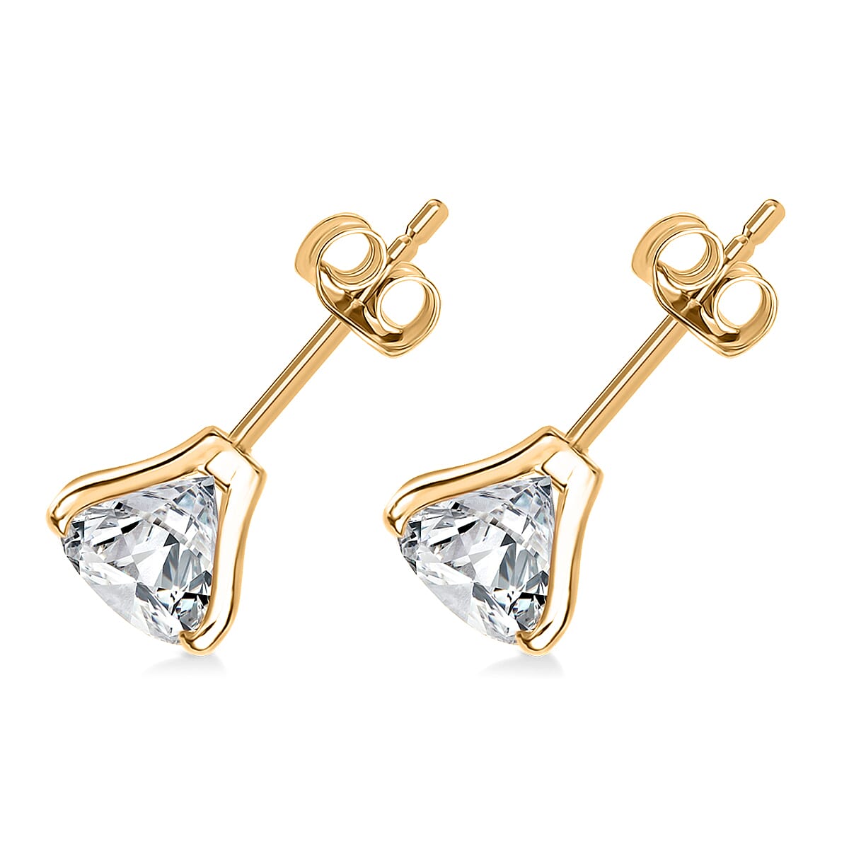 14K Yellow Gold Moissanite (Rnd 8mm) Stud Earrings 3.60 ctw image number 3