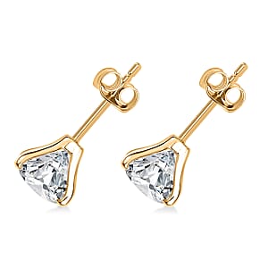 Doorbuster Asscher Cut Moissanite 3.50 ctw Solitaire Stud Earrings in 14K Yellow Gold