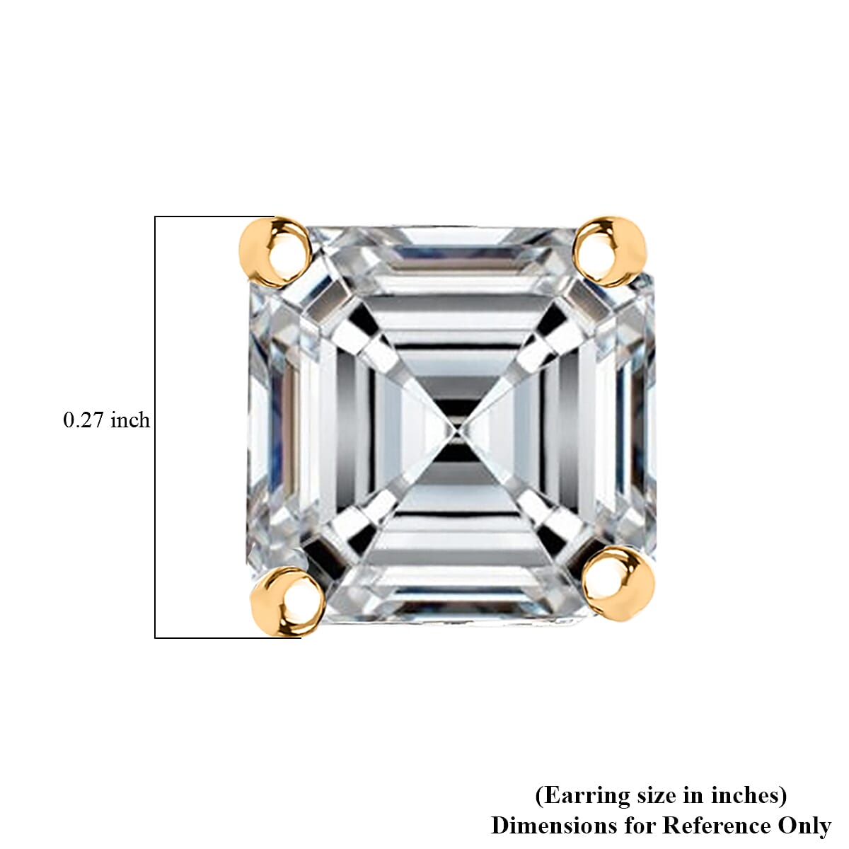 Asscher Cut Moissanite 3.50 ctw Solitaire Stud Earrings in 14K Yellow Gold