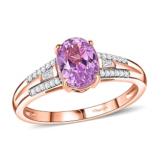 D'Joy AAA Patroke Kunzite and Moissanite 3.40 ctw Ring in 18K Vermeil Rose Gold Over Sterling Silver (Size 10.0)