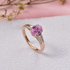 D'Joy AAA Patroke Kunzite and Moissanite 3.40 ctw Ring in 18K Vermeil Rose Gold Over Sterling Silver (Size 10.0)