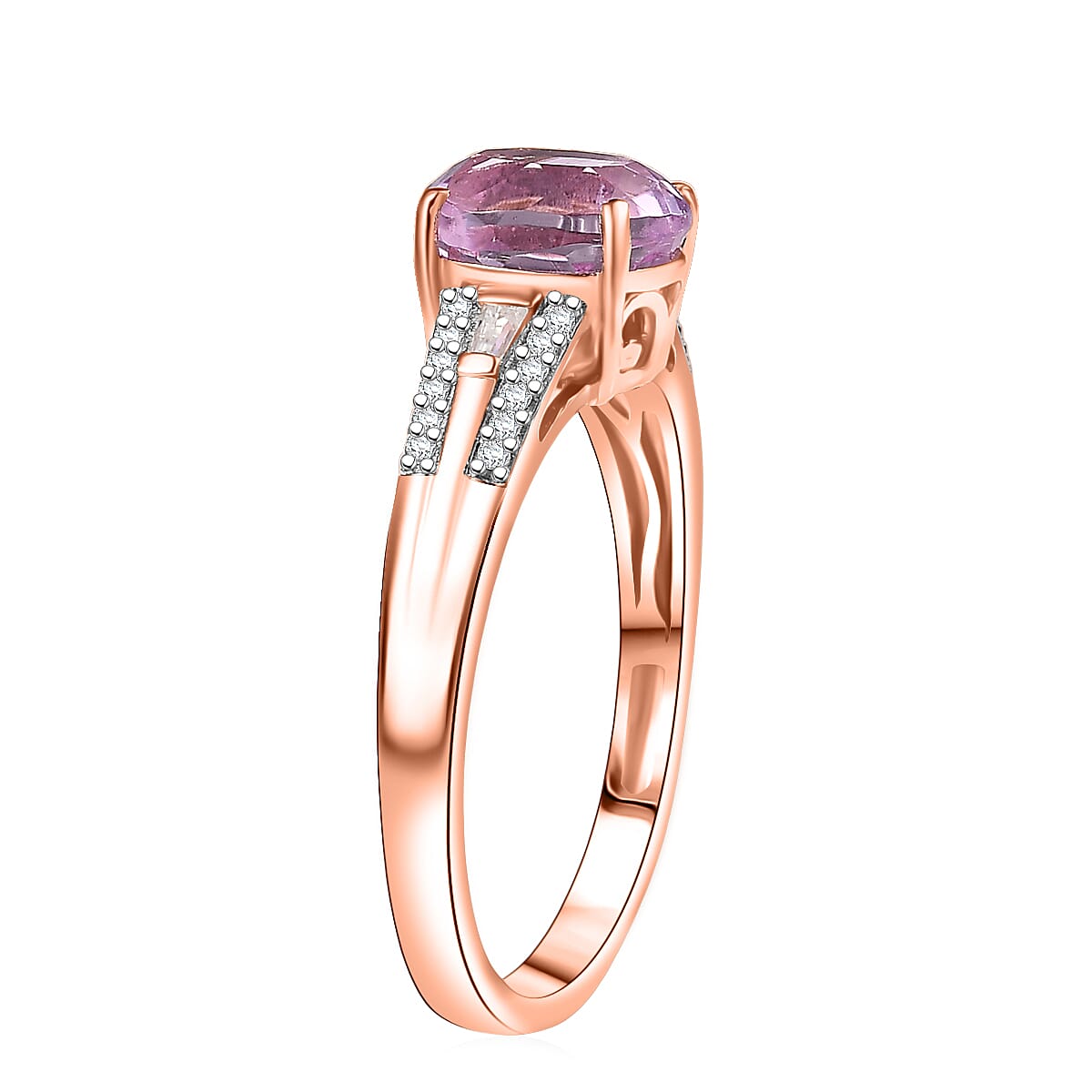 D'Joy AAA Patroke Kunzite and Moissanite 3.40 ctw Ring in 18K Vermeil Rose Gold Over Sterling Silver (Size 10.0) image number 3