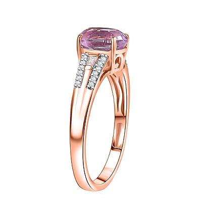 D'Joy AAA Patroke Kunzite and Moissanite 3.40 ctw Ring in 18K Vermeil Rose Gold Over Sterling Silver (Size 10.0)