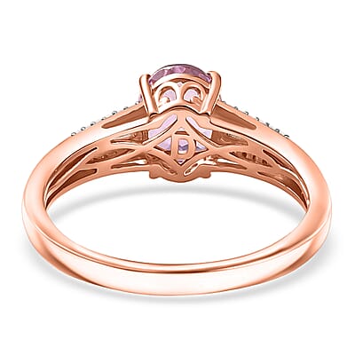 D'Joy AAA Patroke Kunzite and Moissanite 3.40 ctw Ring in 18K Vermeil Rose Gold Over Sterling Silver (Size 10.0)