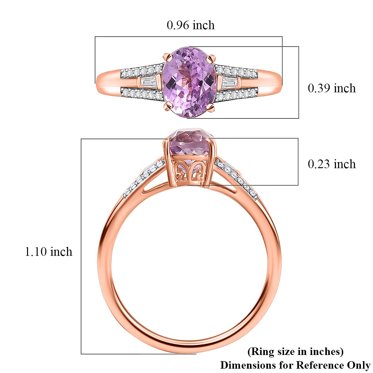 D'Joy AAA Patroke Kunzite and Moissanite 3.40 ctw Ring in 18K Vermeil Rose Gold Over Sterling Silver (Size 10.0) image number 5