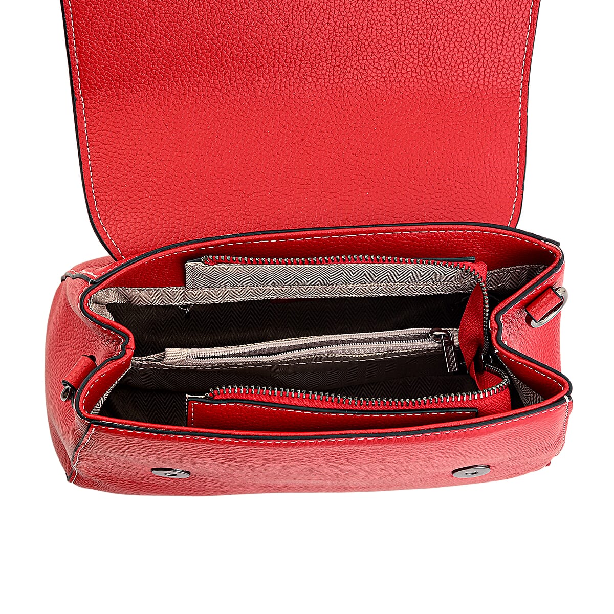 La Marey Red Genuine Leather Crossbody Bag with Shoulder Strap image number 7