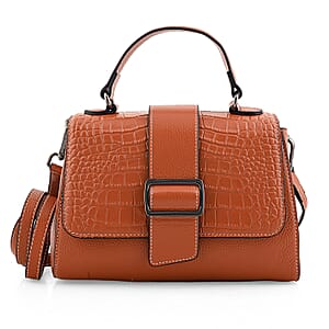 La Marey Tan Genuine Leather Crossbody Bag with Shoulder Strap