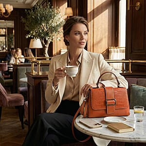 La Marey Tan Genuine Leather Crossbody Bag with Shoulder Strap