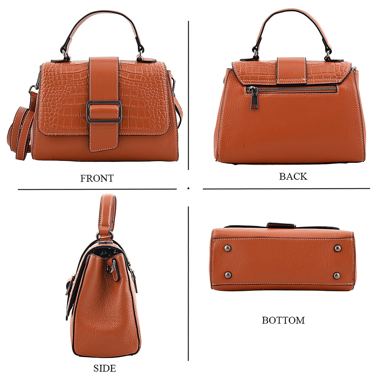 La Marey Tan Genuine Leather Crossbody Bag with Shoulder Strap image number 6