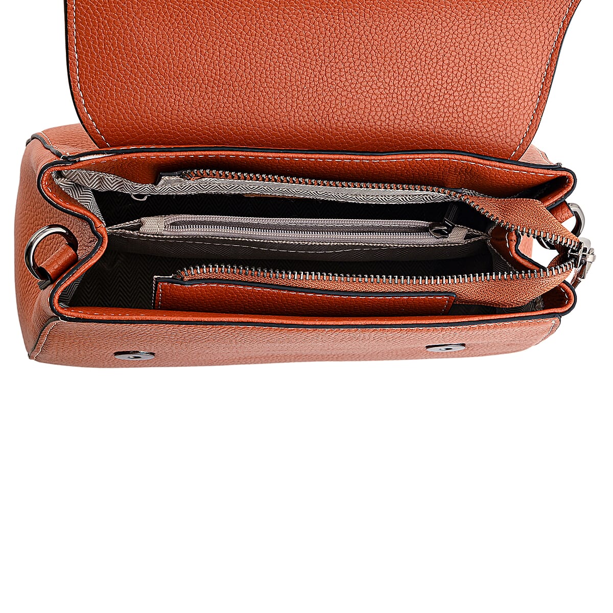 La Marey Tan Genuine Leather Crossbody Bag with Shoulder Strap image number 7