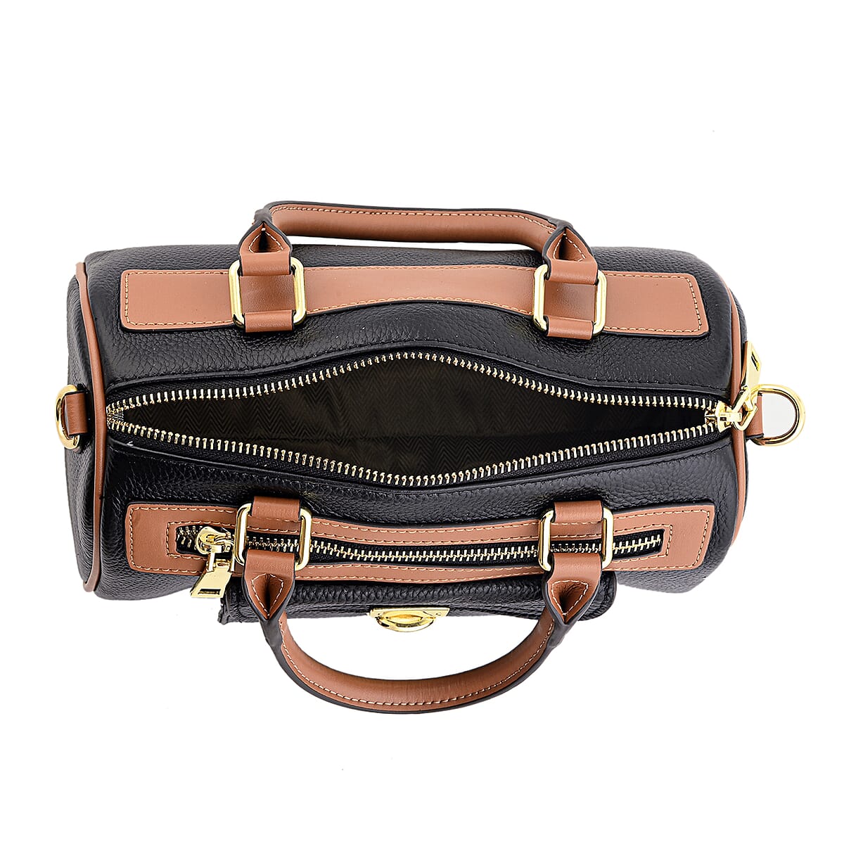 La Marey Black Genuine Leather Crossbody Bag with Shoulder Strap image number 6