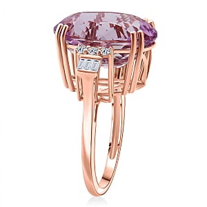 AAAA Patroke Kunzite, Lab Grown Diamond Ring in 10K Rose Gold 17.00 ctw (Size 6.0)