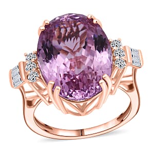 AAAA Patroke Kunzite and Luxuriant Lab Grown Diamond G-H SI 17.00 ctw Ring in 10K Rose Gold (Size 7.0) 4 Grams