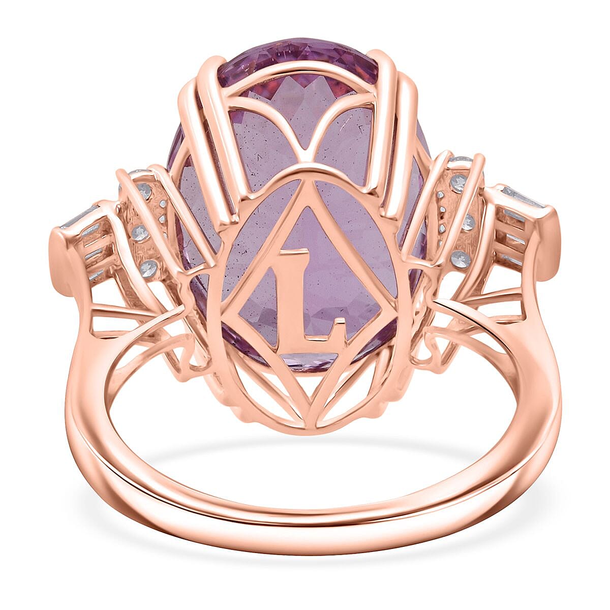 AAAA Patroke Kunzite and Luxuriant Lab Grown Diamond G-H SI 17.00 ctw Ring in 10K Rose Gold (Size 7.0) 4 Grams image number 4