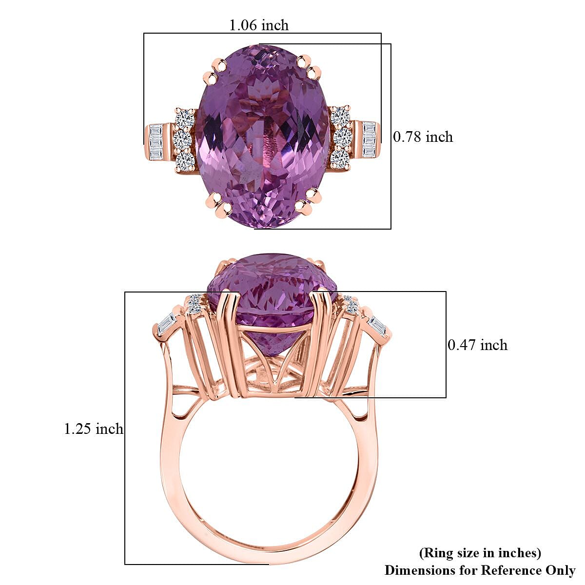 AAAA Patroke Kunzite and Luxuriant Lab Grown Diamond G-H SI 17.00 ctw Ring in 10K Rose Gold (Size 7.0) 4 Grams image number 5
