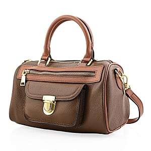 La Marey Coffee Genuine Leather Crossbody Bag with Shoulder Strap