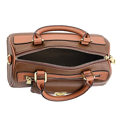 La Marey Coffee Genuine Leather Crossbody Bag with Shoulder Strap