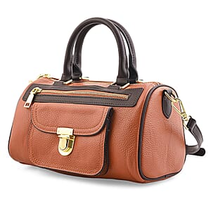 La Marey Brown Genuine Leather Crossbody Bag with Shoulder Strap