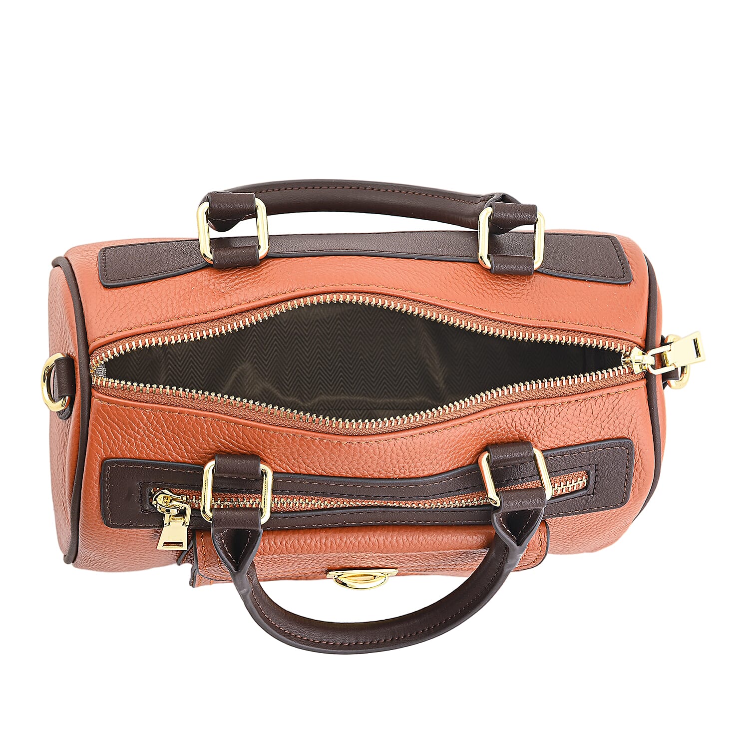 La Marey Brown Genuine Leather Crossbody Bag with Shoulder Strap