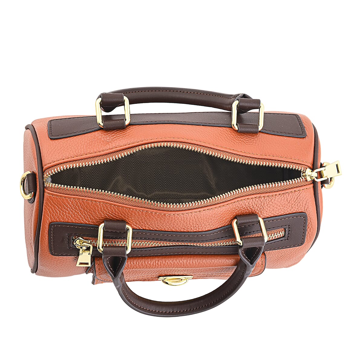 La Marey Brown Genuine Leather Crossbody Bag with Shoulder Strap image number 6