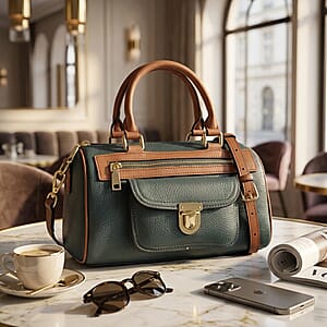 La Marey Teal Genuine Leather Crossbody Bag with Shoulder Strap