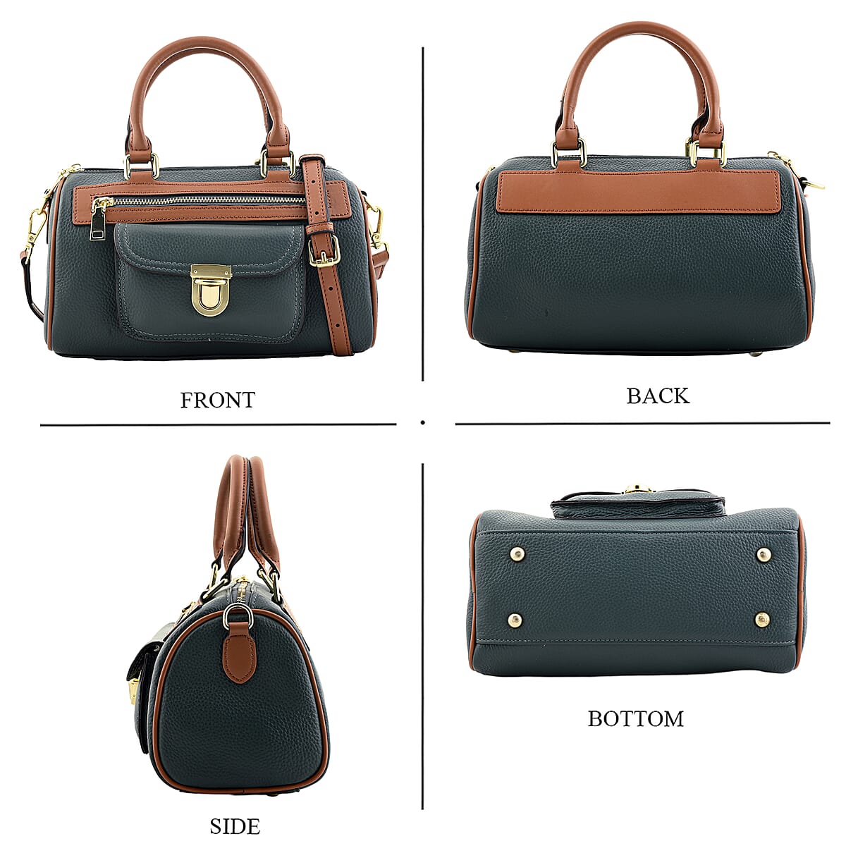 La Marey Teal Genuine Leather Crossbody Bag with Shoulder Strap image number 5