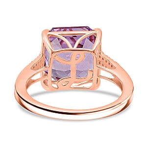 Luxoro AAAA Asscher Cut Patroke Kunzite, Diamond Ring in 10K Rose Gold 10.75 ctw (Size 6.0)