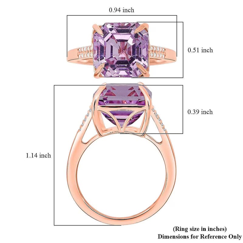 Luxoro AAAA Patroke  Kunzite, Diamond Ring in 10K Rose Gold 10.75 ctw (Size 7.0)