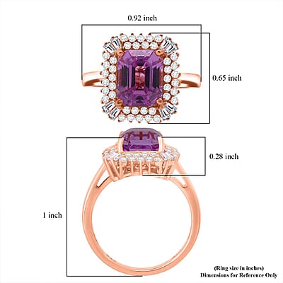 D'Joy AAA Patroke Kunzite, Moissanite  Ring in 18K Vermeil RG Over Sterling Silver 4.90 ctw (Size 6.0)