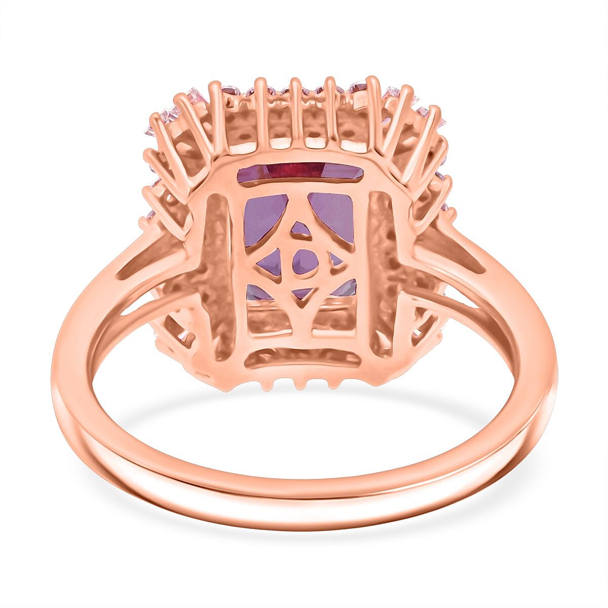 D'Joy AAA Patroke Kunzite, Moissanite  Ring in 18K Vermeil RG Over Sterling Silver 4.90 ctw (Size 8.0) image number 4