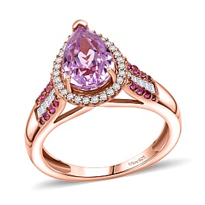 D'Joy AAA Patroke Kunzite and Multi Gemstone 3.50 ctw Ring in 18K Vermeil Rose Gold Over Sterling Silver (Size 7.0)