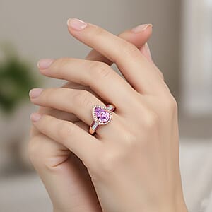 D'Joy AAA Patroke  Kunzite, Multi Gemstone Ring in 18K Vermeil RG Over Sterling Silver 3.50 ctw (Size 7.0)