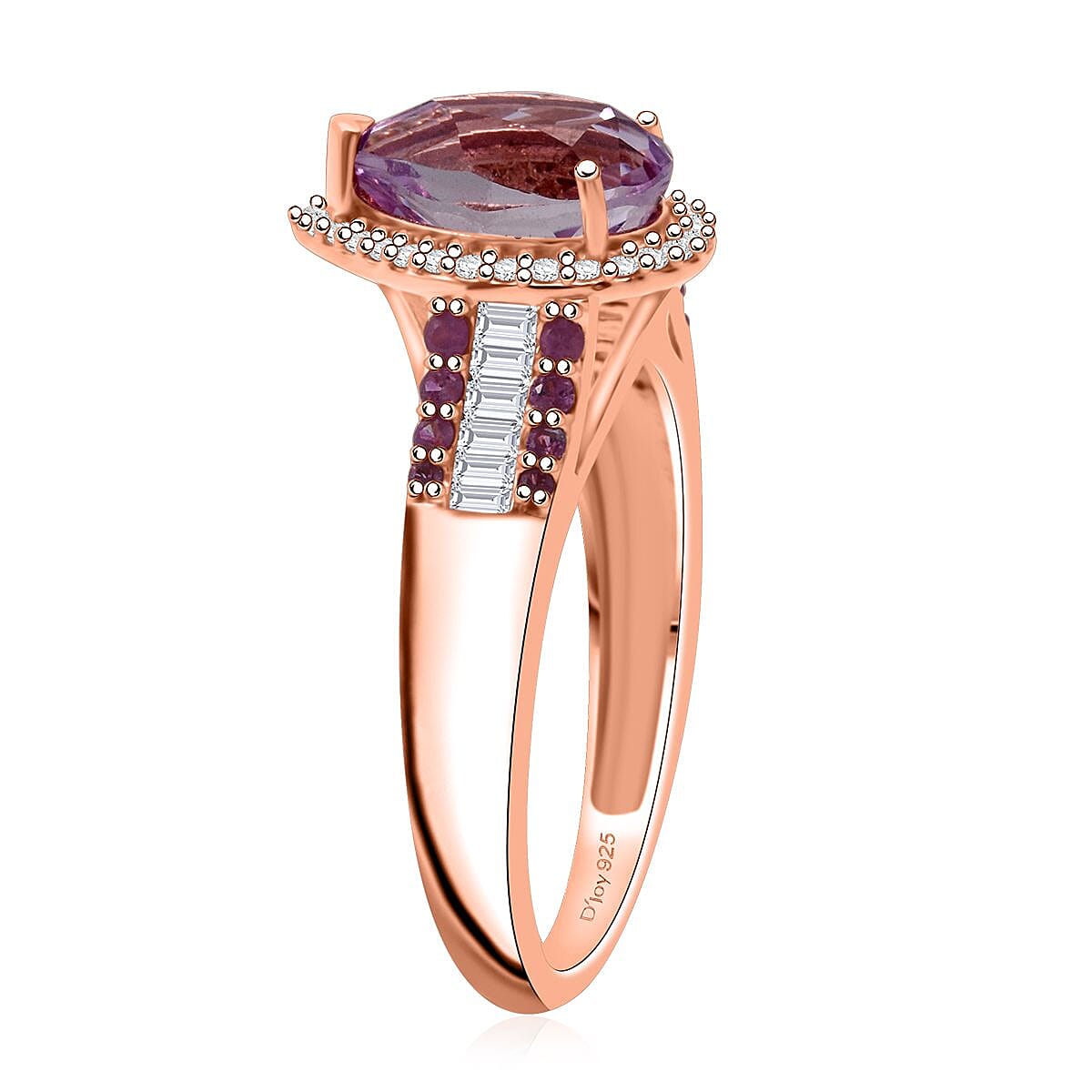 D'Joy AAA Patroke Kunzite and Multi Gemstone 3.50 ctw Teardrop Majesty Ring in 18K Vermeil Rose Gold Over Sterling Silver (Size 7.0) image number 3