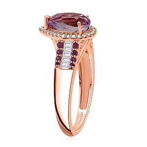 D'Joy AAA Patroke  Kunzite, Multi Gemstone Ring in 18K Vermeil RG Over Sterling Silver 3.50 ctw (Size 7.0)