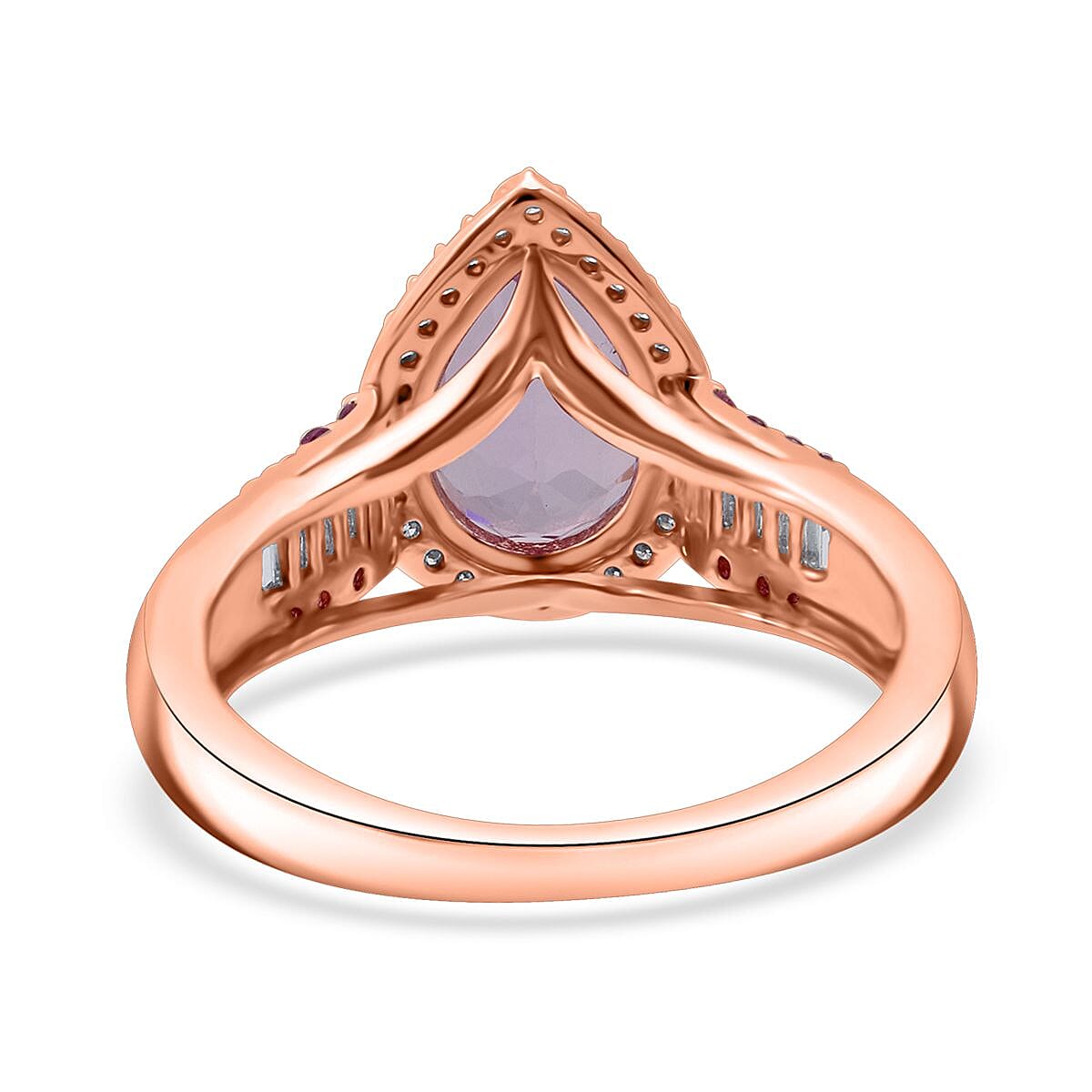 D'Joy AAA Patroke Kunzite and Multi Gemstone 3.50 ctw Teardrop Majesty Ring in 18K Vermeil Rose Gold Over Sterling Silver (Size 7.0) image number 4