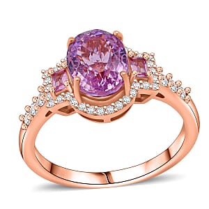D'Joy AAA Patroke  Kunzite, Multi Gemstone Deco Ring in 18K Vermeil RG Over Sterling Silver 3.10 ctw (Size 6.0)