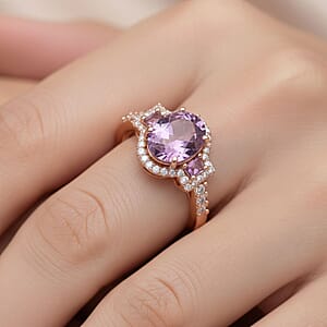 D'Joy AAA Patroke  Kunzite, Multi Gemstone Deco Ring in 18K Vermeil RG Over Sterling Silver 3.10 ctw (Size 6.0)