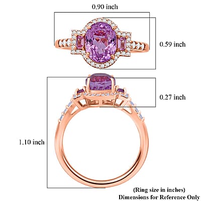 D'Joy AAA Patroke  Kunzite, Multi Gemstone Deco Ring in 18K Vermeil RG Over Sterling Silver 3.10 ctw (Size 6.0)
