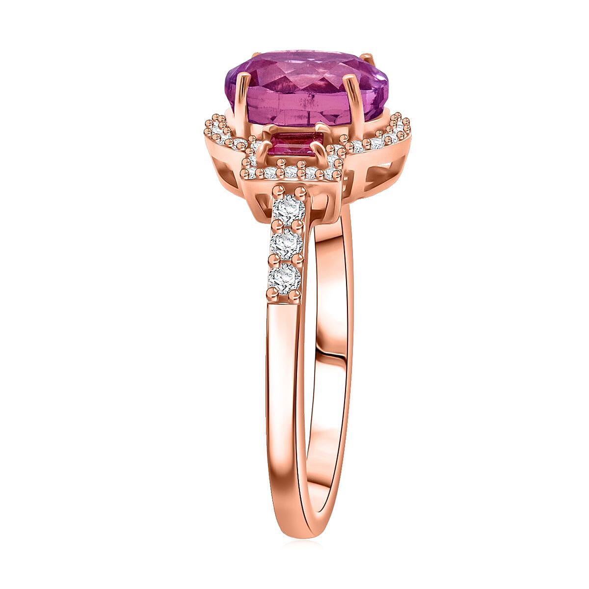 D'Joy AAA Patroke  Kunzite, Multi Gemstone Deco Ring in 18K Vermeil RG Over Sterling Silver 3.10 ctw (Size 8.0) image number 3