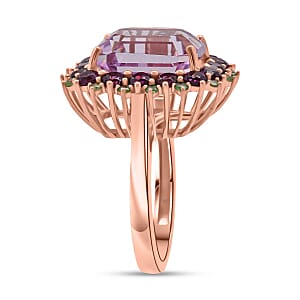 D'Joy AAA Patroke  Kunzite, Multi Gemstone Ring in 18K Vermeil RG Over Sterling Silver 10.10 ctw (Size 7.0)