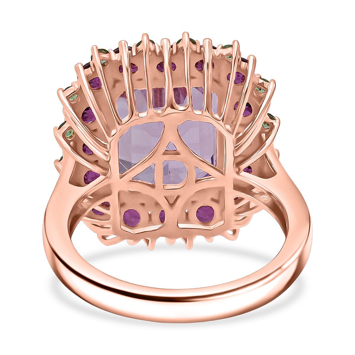 D'Joy AAA Patroke Kunzite and Multi Gemstone 10.10 ctw Majesty Bloom Ring in 18K Vermeil Rose Gold Over Sterling Silver (Size 7.0) image number 4