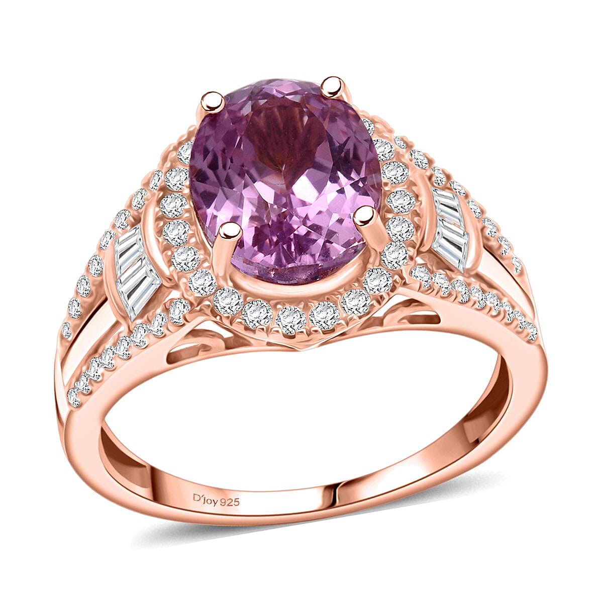D'Joy AAAA Patroke Kunzite and Moissanite 4.25 ctw Ring in 18K Vermeil Rose Gold Over Sterling Silver (Size 6.0) image number 0