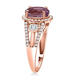 D'Joy AAAA Patroke Kunzite, Moissanite Ring in 18K Vermeil RG Over Sterling Silver 4.25 ctw (Size 6.0)