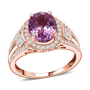 D'Joy AAAA Patroke Kunzite and Moissanite 4.25 ctw Majestic Glow Ring in 18K Vermeil Rose Gold Over Sterling Silver (Size 7.0)