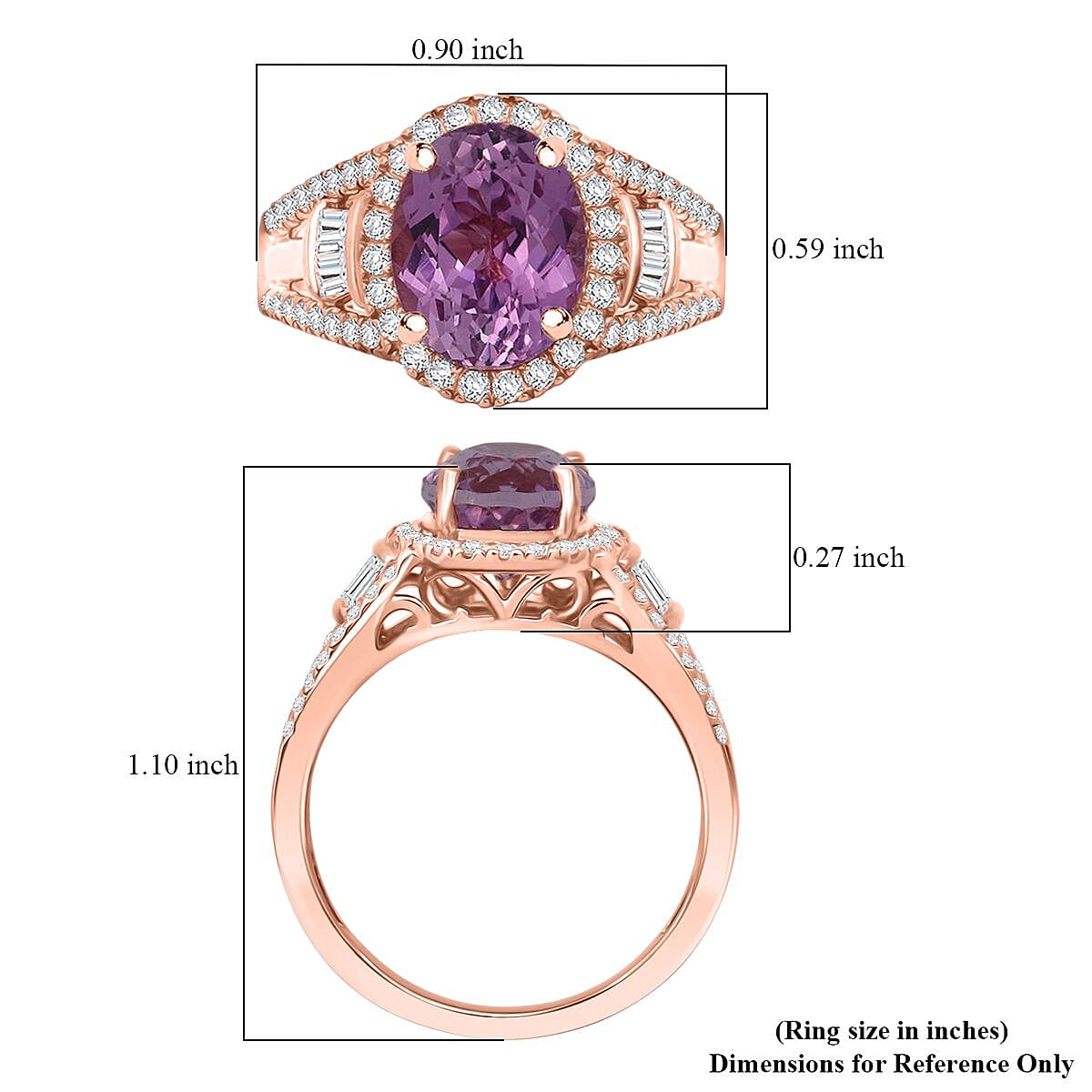 D'Joy AAAA Patroke Kunzite, Moissanite Ring in 18K Vermeil RG Over Sterling Silver 4.25 ctw (Size 8.0) image number 5