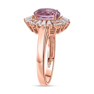 D'Joy AAA Patroke Kunzite, Moissanite Starburst Ring in 18K Vermeil RG Over Sterling Silver 3.30 ctw (Size 10.0)