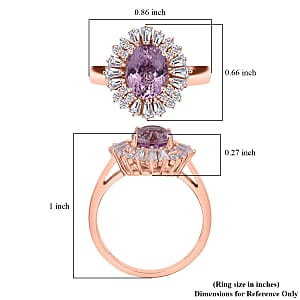 D'Joy AAA Patroke Kunzite, Moissanite Starburst Ring in 18K Vermeil RG Over Sterling Silver 3.30 ctw (Size 10.0)