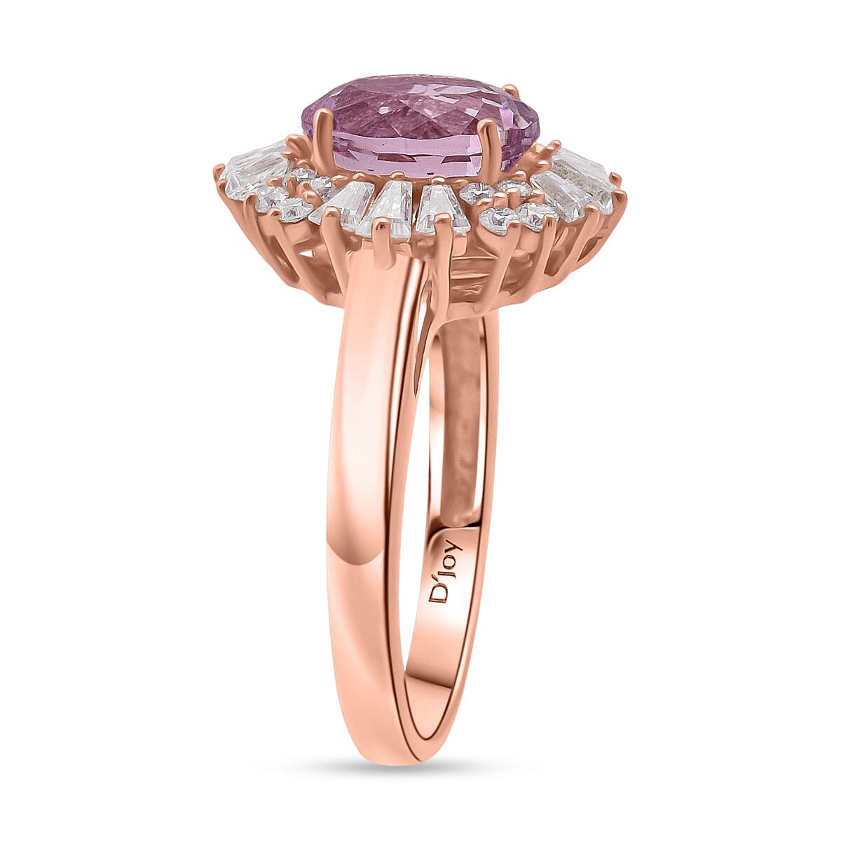 D'Joy AAA Patroke Kunzite and Moissanite 3.30 ctw Royal Starburst Ring in 18K Vermeil Rose Gold Over Sterling Silver (Size 6.0) image number 3